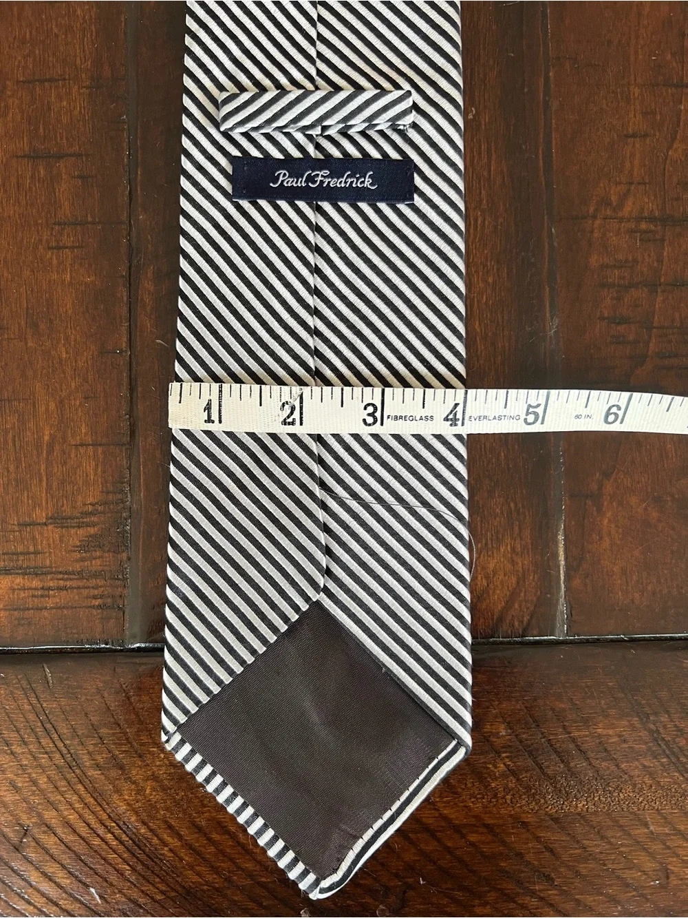 Paul Fredrick Black White Diagonal Stripe Silk Tie Classic 3.5” Mens